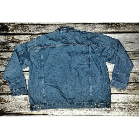 Atlas For Men Dark Blue Wash Denim Jacket Outdoors Patches Embroidered Size 4XL - Picture 13 of 14